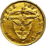 2 Pesos, Colombia, 1838-1846 reverse image