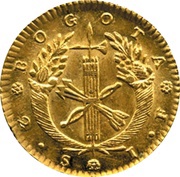 2 Escudos Republic of Colombia, Republic of Nueva Granada reverse image