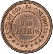 2 Centavos Pattern; Antioquia reverse image
