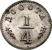 ¼ Real "Cuartillo" with caduceus reverse image
