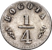 ¼ Decimo "Cuartillo" with caduceus reverse image