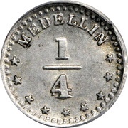 ¼ Decimo "Cuartillo", United States of Colombia reverse image