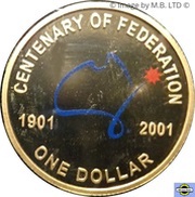 1 Dollar - Elizabeth II 4th Portrait - Federation Coloured Proof, Australia, 2001 reverse image