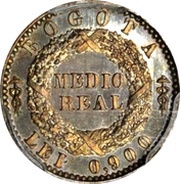 ½ Real Republic of Nueva Granada; Piedfort reverse image