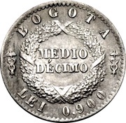 ½ Decimo, Colombia, 1853-1858 reverse image