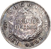 ½ Decimo, Colombia, 1859-1861 reverse image