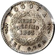 ½ Decimo, Colombia, 1863-1865 reverse image