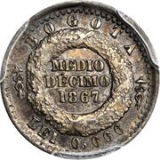 ½ Decimo, Colombia, 1867 reverse image