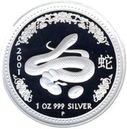 1 Dollar - Elizabeth II 4th Portrait - Year of the Snake - Silver Bullion Coin reverse image