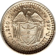 5 Centavos, Colombia, 1872-1874 reverse image