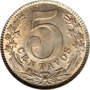 5 Centavos Denomination within wreath reverse image