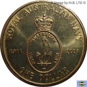 1 Dollar - Elizabeth II 4th Portrait - Navy Anniversary, Australia, 2001 reverse image