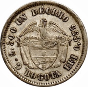 1 Décimo, Colombia, 1868-1874 reverse image