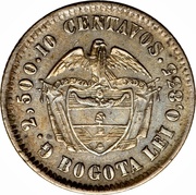 10 Centavos Coat of arms, Colombia, 1872-1874 reverse image