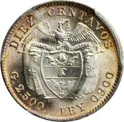 10 Centavos, Colombia, 1911-1942 reverse image