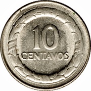 10 Centavos continuous legend; big letters reverse image