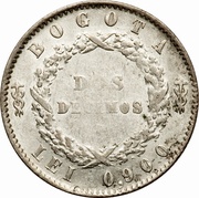 2 Decimos, Colombia, 1854-1858 reverse image