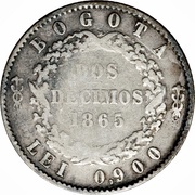 2 Decimos, Colombia, 1865 reverse image