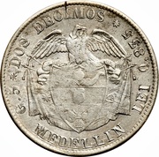 2 Décimos, Colombia, 1874 reverse image