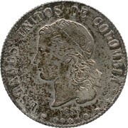20 Centavos United States of Colombia obverse image