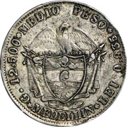 ½ Peso, Colombia, 1868 reverse image