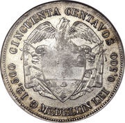 50 Centavos, Colombia, 1885-1886 reverse image