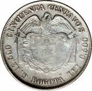 50 Centavos, Colombia, 1887-1888 reverse image