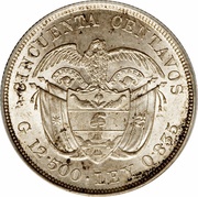 50 Centavos Discovery of America, Colombia, 1892 reverse image