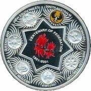 1 Dollar - Elizabeth II 4th Portrait - Federation State Tribute SA - Silver Proof, Australia, 2001 reverse image