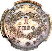 1 Peso Pattern, Colombia, 1858 reverse image