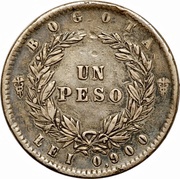 1 Peso, Colombia, 1859-1861 reverse image