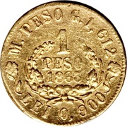 1 Peso, Colombia, 1863 reverse image
