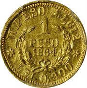 1 Peso, Colombia, 1864 reverse image