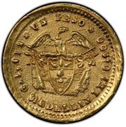 1 Peso, Colombia, 1872-1873 reverse image