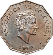 1 Peso, Colombia, 1967 obverse image