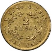 2 Pesos, Colombia, 1859-1860 reverse image