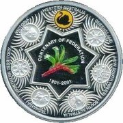1 Dollar - Elizabeth II 4th Portrait - Federation State Tribute WA - Silver Proof, Australia, 2001 reverse image