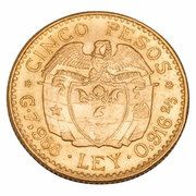 5 Pesos, Colombia, 1924-1930 reverse image