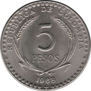 5 Pesos Int. Eucharistic Congress obverse image