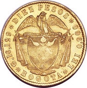 10 Pesos, Colombia, 1858-1862 reverse image