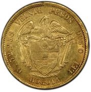 20 Pesos, Colombia, 1859 reverse image