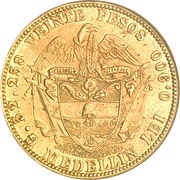 20 Pesos, Colombia, 1862-1878 reverse image
