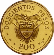 200 Pesos International Eucharistic Congress, Colombia, 1968 reverse image