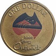 1 Dollar - Elizabeth II 4th Portrait - Year of the Outback - Coloured Proof, Australia, 2002 reverse image