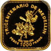 1000 Pesos 300th Anniversary of Medellin, Colombia, 1975 reverse image