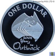 1 Dollar - Elizabeth II 4th Portrait - Year of the Outback - Silver Proof, Australia, 2002 reverse image