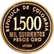 1500 Pesos Gold Museum of Central Bank of Bogota obverse image