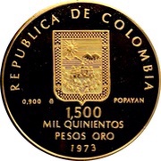 1500 Pesos Guillermo Valencia obverse image