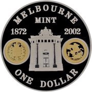 1 Dollar - Elizabeth II 4th Portrait - Melbourne Mint, Australia, 2002 reverse image
