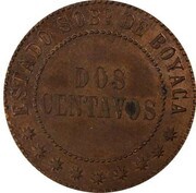 2 Centavos Pattern; Boyaca, Colombia, 1890 reverse image